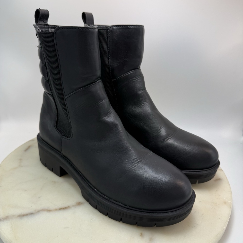 Mia Womens Clara Black Round Toe Pull-On Platform Ankle Chelsea Boots Size 7M